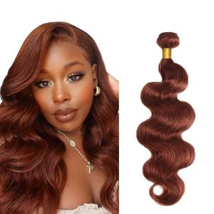 Auburn Bundles Human Hair Color 33 Body Wave Bundles Huxowax Brazilian Virgin Soft and Silky Remy Hair Single Bundle 30 Inch Double Weft Copper Red Body Wave Bundle 50g