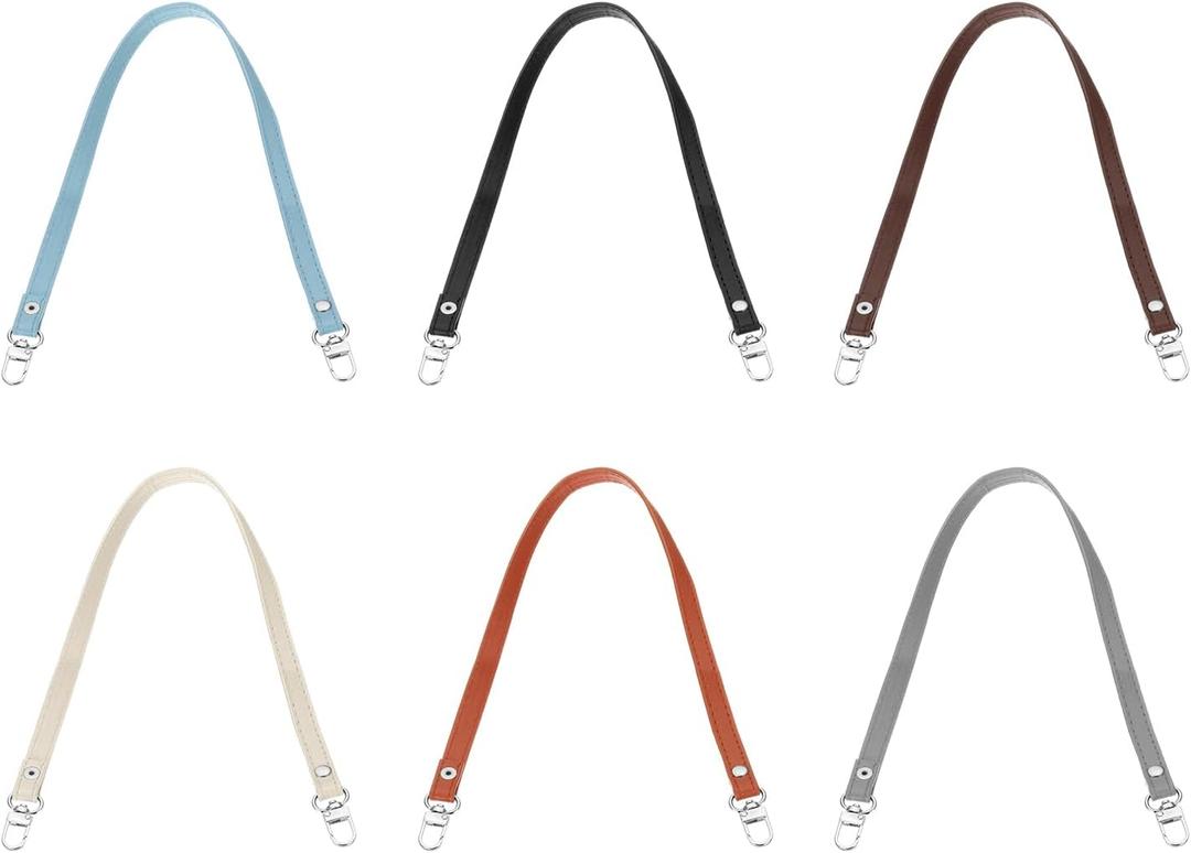 PATIKIL Leather Purse Handle Strap, 6 Pcs 26 Inch Leather Purse Strap Replacement DIY Women Clutch Bag Handbag Top Handle Strap Repair Accessories, Black/Grey/Blue/Yellow/Beige/Brown