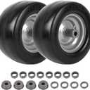 AR-PRO (2-Pack) 11x6.00-5 Flat Free Tire and Wheel - Universal 11x6-5 Solid Rubbe Riding Lawn Mower Tire with Rim - With 5.9"-8.1" Centered Hub and 3/4" Bushings - Fit Most Zero Turn Mowers (Silver(Smooth Tread))