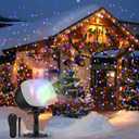Elec3 Christmas Snow Projector Lights Outdoor, RGBW Snowfall Projector Lamp Rotating Falling Snow Projector with Remote Control Landscape Multicolor Lights for House Yard Garden Halloween Xmas Decor