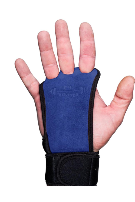 Gymnastics Hand Grips - Gloves for Crossfit - Pull Up Grips - Non-Slip Leather Hand Grips for Men & Women - Gymnastics Gloves for Bars - Ultimate Crossfit Hand Care, Protection from Tears & Blisters (Small, Blue - Suede Leather)