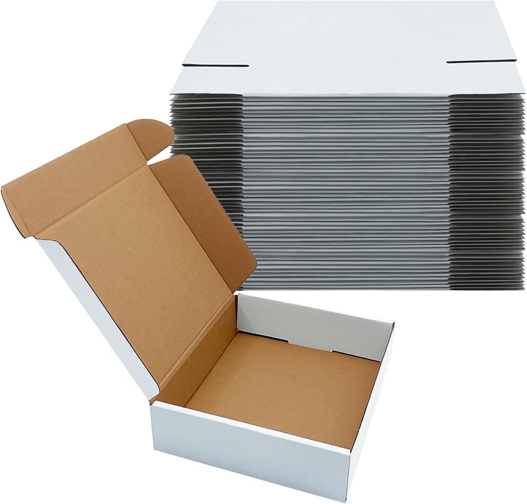 White Shipping Boxes 9x7x2 inch 25 Pack,Corrugated Boxes Mailer Packaging for Mailing Small BusinessE-Commerce Gift Boxes for Wrapping Present Moving Storage Heavy Duty Recycled Cardboard Boxes