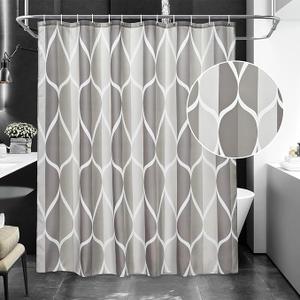 Gelbchu Grey Shower Curtain, Waterproof Design and Polyester, Quick-Drying, Weighted Hem, Shower Curtains Set for Bathroom W 72 x H 72, Machine Washable with 12 Hooks