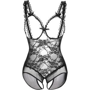 Women Sexy Lingerie Nightwear - One-Piece Bodysuit Nightie Plus Size, Black (XXL)