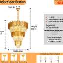 Modern Gold 5-Tier Chandelier Lighting Luxury Long Staircase K9 Crystal Chandeliers Large Foyer Villa Entrance Chandeliers for High Ceiling, Big