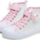 Toandon Kids Adorable Fashion High Top Casual Canvas Sneakers, Size 3 Big Kid, Pink Butterfly