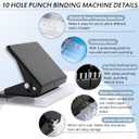 10 Hole Punch Binding Machine for Planner, Metal Binder Machine Kit with 10Pcs Plastic Comb Binding Spines & 30Pcs Loose Leaf Binder Rings, Binder Hole Puncher for A4, A5 and B5 Paper