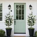 BLOSMON Artificial Trees for Home Decor: Indoor 4.9ft Tall Fake Plants Outdoor Camellia Flowers Tree for Front Porch - Faux White Rose Plant with Pot for Living Room Door Patio Deck Yard