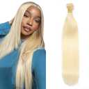 28 inch Blonde Bundles Human Hair 613 Straight Bundles 55g Double Weft 8A Grade 613 Blonde Straight Bundle Human Hair Extensions