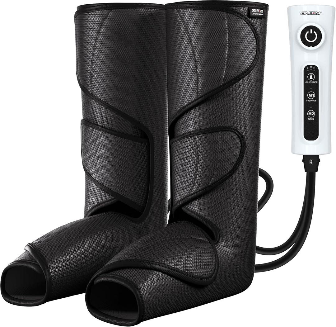 CINCOM Leg Massager for Circulation and Pain Relief FSA, Air Compression Calf Foot Massagers for Edema Swelling RLS, Legs Circulation Machine Gifts Idea (with 2 Extensions)