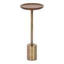 Kate and Laurel Xyler Round Wood and Metal Drink Table, 10 x 10 x 24, Walnut Brown Wood and Antique Brass, Mid-Century Plant Pedestal Table for Storage and Display