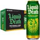 Liquid Death Soda-Flavored Sparkling Water - Severed Lime (Classic Lime Soda), Less Sugar*, Huge Flavor, No Artificial Sweeteners, King Size 19.2 Fl Oz (Pack of 12), BB 11/02/27