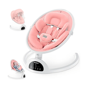 BabyBond Baby Swings for Infants, Bluetooth Infant Swing with Music Speaker, 3 Seat Positions, 5 Point Harness Belt, 5 Speeds and Remote Control - Portable Baby Swing for Indoor and Outdoor (Pink)