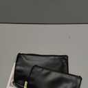 Wandering Nature Makeup Bag Small Cosmetic Bag for Purse 2 Pack Small Make Up Pouch Vegan Leather Cute Travel Pouch with Zipper for Women, Black