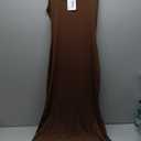 Womens Summer Cap Sleeve Square Neck Elegant Casual Lounge Bodycon Slim Maxi Evening Party Long Dress (Medium, Brown)