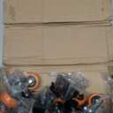 2" Caster Wheels Set of 8, Heavy Duty Casters with Brake, No Noise Locking Casters with Orange Polyurethane (PU) Wheels, Swivel Plate Castors Pack of 8