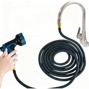Indoor Sink Hose Attachment for Faucet - (25 FT) Faucet Hose with 7 Adapters for Kitchen Sink Bathroom Sink Faucet, Watering Houseplants, Washing Pets, Household Cleaning, Car Washing