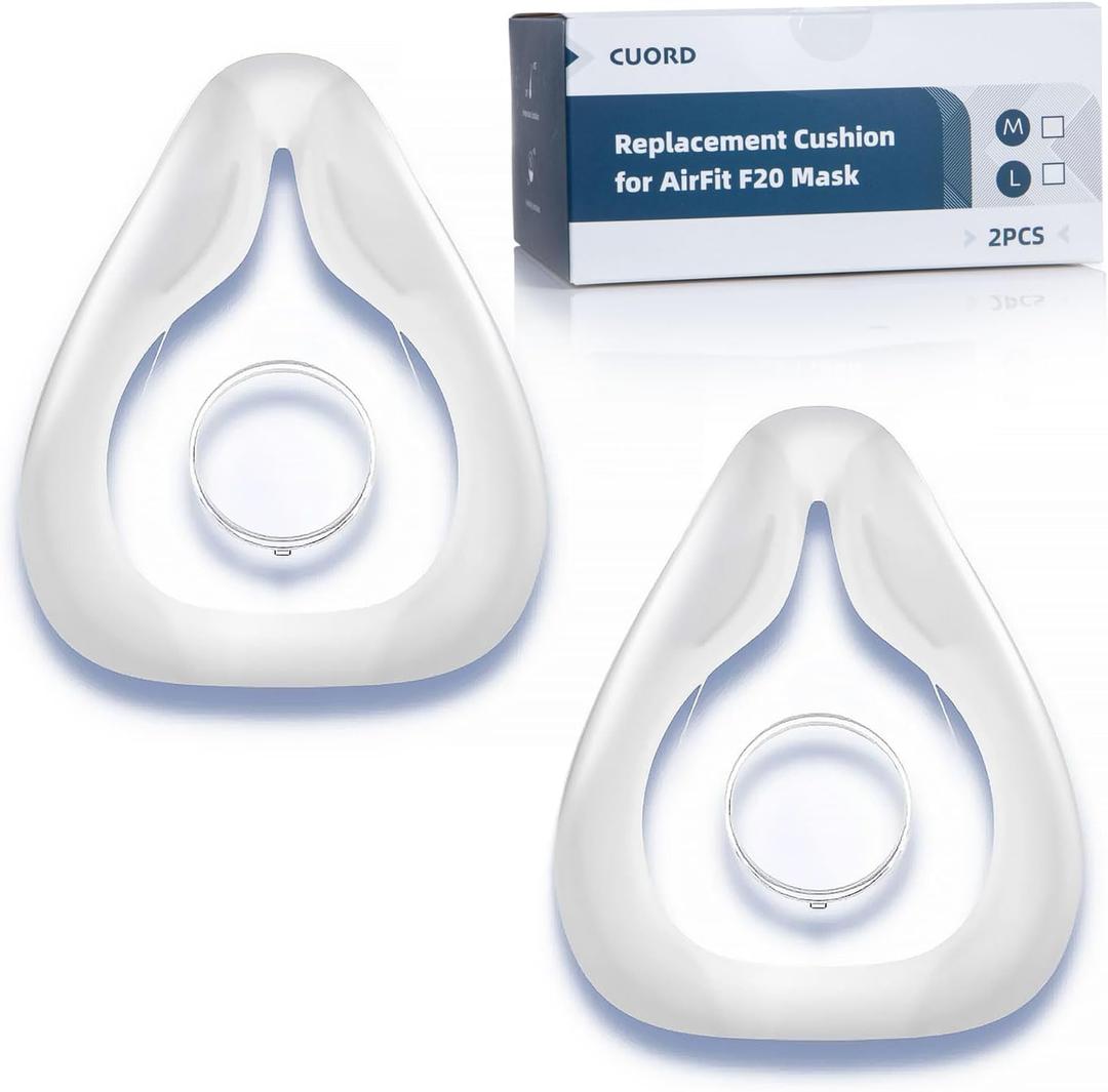 2-Pack Replacement Cushion for ResMed AirFit F20, FSA/HSA Eligible, Compatible with Original Airfit F20 Full Face Mask, Reliable Seal & Perfect Fit, Covers Nose and Mouth, Medium 2-Pack Replacement Cushion for ResMed AirFit F20, FSA/HSA Eligible, Compatible with Original Airfit F20 Full Face Mask, Reliable Seal & Perfect Fit, Covers Nose and Mouth, Medium