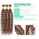 16 Inch Highlight Water Wave Human Braiding Hair for Boho Braids, P4/27/30 Ombre Brown Blonde Deep Water Wave Curly Boho Braids Hair Extensions 110g for Braiding Knotless 3 Bundles/Pack