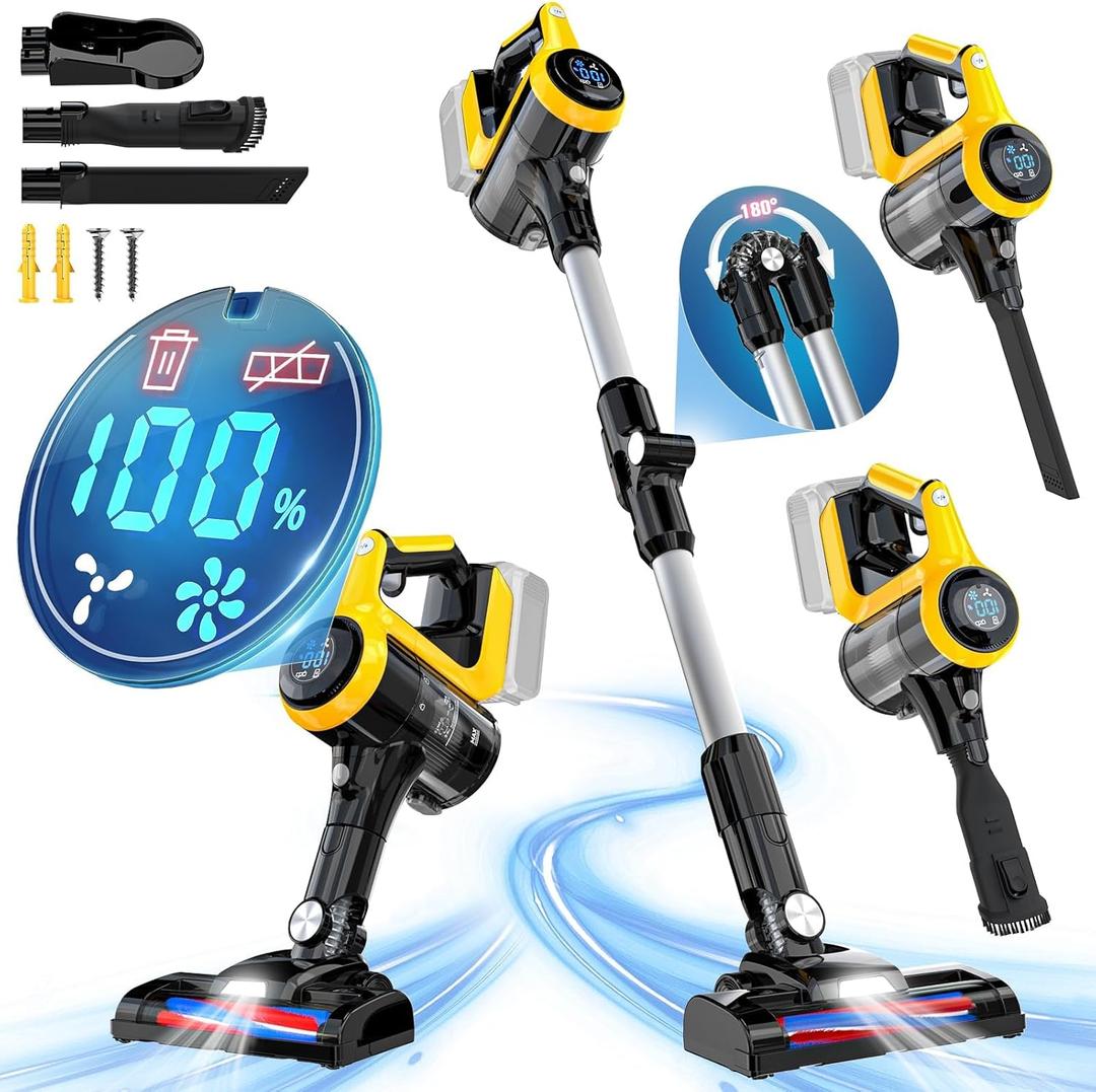350W Cordless Vacuum Cleaner for DeWALT 20v Battery(No Battery), 30kPa 6 in 1 Lightweight Stick Vacuum with 2 Mode Suction, 180 Bendable Wand Stick Vacuum Cleaner for Home Hard Floor Pet Car Carpet