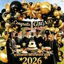 Black and Gold Balloon Garland Arch Kit for 2026 Graduation Birthday Party Retirement Bachelorette Party Prom Anniversary Decorations