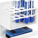 MyGift Dry Erase Marker Holder 10 Slots Whiteboard Marker Holder For Wall Dry Erase Eraser Holder Wall Mount White