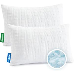 Meoflaw Cooling Pillows for Sleeping Standard Size Set of 2,Shredded Memory Foam Bed Pillow,Adjustable Loft Standard Pillow for Side & Back Sleeper-Medium Firm