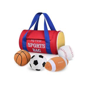KMUYSL Baby Toys 0-12 Months, My First Sports Bag Plush Toy - 4 Sensory Balls Soft Toys with Crinkle, Rattles for 0-3-6-9-12 Month Newborn Infant, 1st Birthday for Babies Boys Girls Age 1