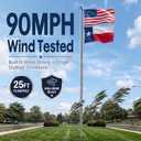 25FT Heavy Duty Flag Pole for Outside, 13 Gauge Aluminum In-Ground Kit | 90MPH Wind Tested, With 3x5 Embroidered American Flag, House Yard & Commercial Installation, Durable, All-Weather, Gray