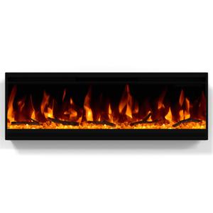 60 inch Electric Fireplace, 4.3" Ultra-Thin Electric Fireplace Inserts, Ultra-Narrow Frame, Wall Mounted and Recessed Fireplace, Log & Crystal, Touch Screen & Remote Control, 1500W