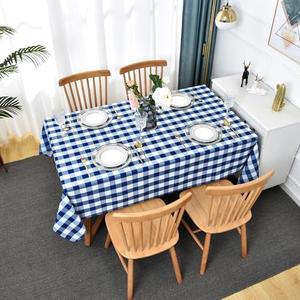 Essifunia Water-Proof Plaid Tablecloth 58x144 inch for Rectangular Tables - Wrinkle Proof Printing Striped Table Cloth - Durable Kitchen & Table Linens for Banquet Dinner Home Patio (Navy White)