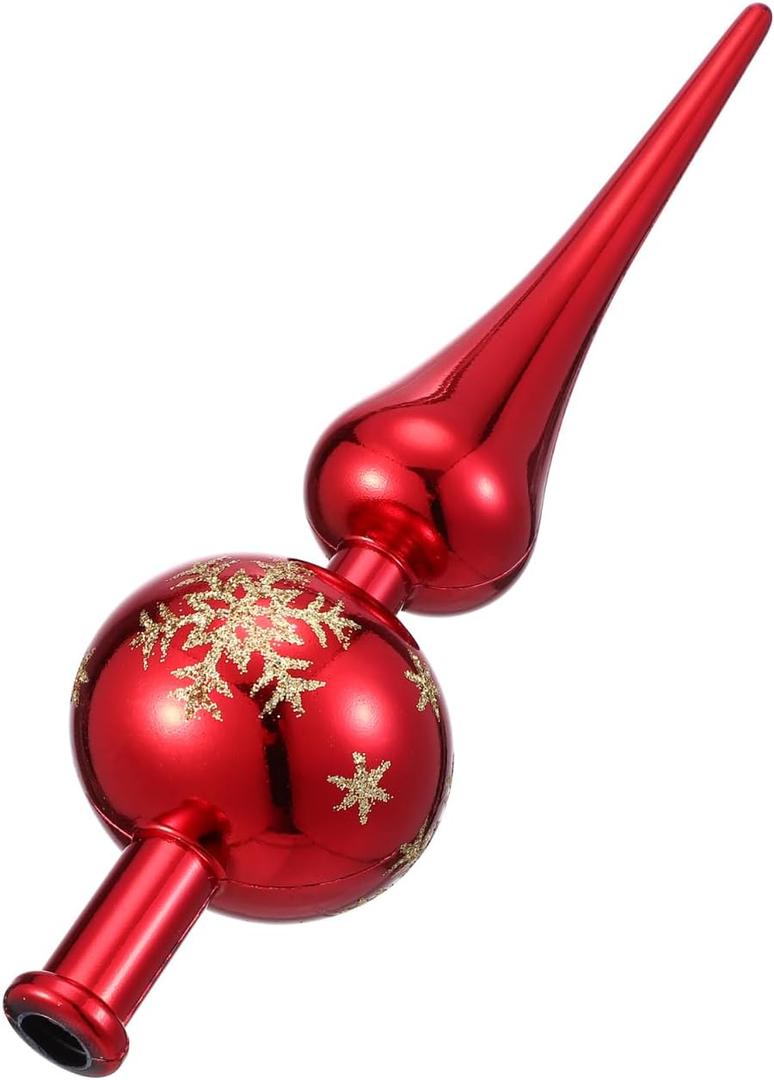 Cabilock Spherical Christmas Tree Topper Ornament Vintage 2 Tier Xmas Toppers Finals Shiny Metallic Christmas Tree Tops Ornaments for Xmas Holiday Decoration Red