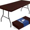 homing 4 Packs 6 Foot Rectangle Table Cloth, Waterproof Polyester Elastic Fitted Tablecloth, Washable Table Cover for Picnic, Camping, Outdoor (Coffee, 30" x 72")