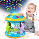 Baby Toys 6 to 12 Months, 4 in 1 Musical Rotating Projector, Tummy Time Light Up Infant Toys For 6-9 12-18 Months, Learning Toy Birthday Gifts for Baby Toddlers 1 2 3 Years old Boys & Girls (Blue)