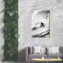 Vintage Black and White Surfing Canvas Wall Art Summer Ocean Wave Poster Extreme Sports Seaside Print for Bedroom Dorm or Home Wall Decor 8x12inch Framed