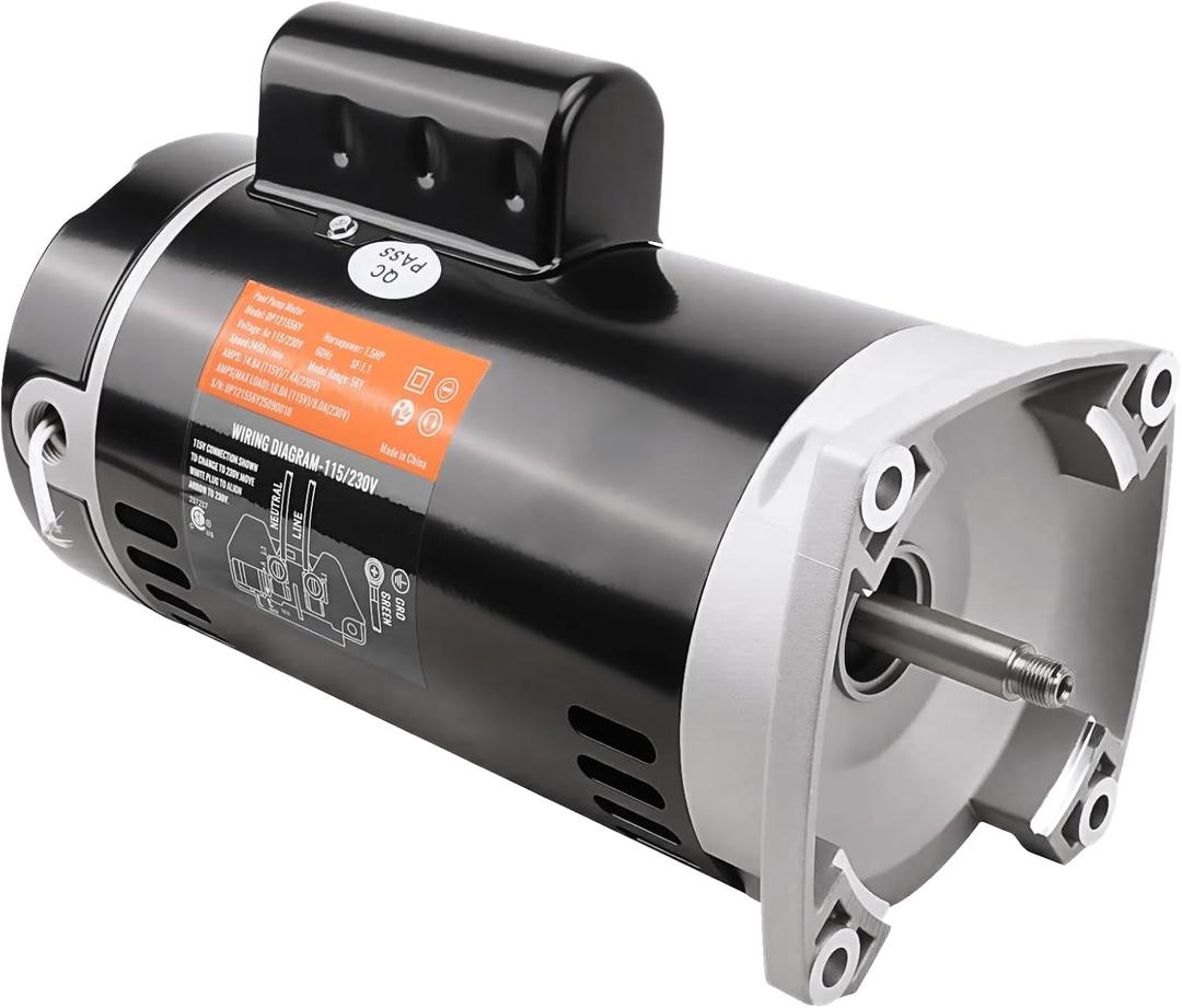 RAMATA B2854 Pool Pump Motor 1.5 HP, Compatible with Century B2854/B854 & Pentair WhisperFlo/Challenger/Pinnacle, 3450 RPM, 115/230V, 56Y Frame, Square Flange Replacement Motor for Swimming Pool Pumps
