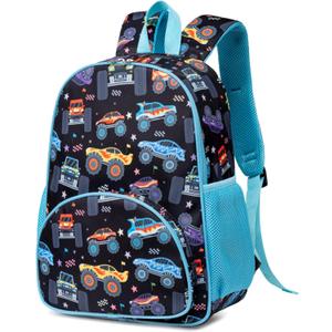 LOIDOU Toddler Backpack Boys 15 Inch Kids Preschool Kindergarten School Backpack Book Bag for Daycare Nursery Travel (Blue Truck Car) (Large)