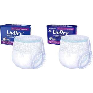 LivDry Adult Incontinence Underwear, Extra Absorbency with Overnight Comfort Bundle - Extra Large, Bag
