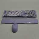 Wireless Keyboard and Mouse Combo, Cute Round Keycaps, Full-Size Retro Typewriter Keyboard with Detachable Wrist Rest, 2.4GHz Cordless Connection for Mac/Windows/PC/Laptop (Purple-Colorful)