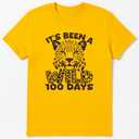 100th Day Of School Wild 100 Days Leopard Cheetah Tiger Lion T-Shirt, Yellow, Large, Youth