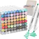 Croma Alcohol Markers - 72 Color Double Tip Art Markers Set Permanent Brush Tip Drawing Pens for Kids, Adults and Artists Ideal Gift for Drawing, Sketching, Coloring, Illustration