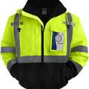TCCFCCT Hi Vis Jackets for Men Women Waterproof High Visibility Safety jackets for Men, Warm Reflective Jacket with Pockets, Construction Coats for Cold Winter, High Vis Rain Gear, J-Yellow, XL