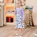 Toddler Girl Sleeveless Dresses and Long Sleeve Ruffle Cardigan 2 Piece Fall Outfits for 2-8T (7-8 Years)