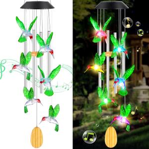 Mothers Day Wind Chimes Gifts for Mom Birthday Gifts for Women Mothers Day Gift for Grandma Wife Sister Gift Hummingbird Wind Chimes Solar Lights for Outside Garden Outdoor House Patio Dcor