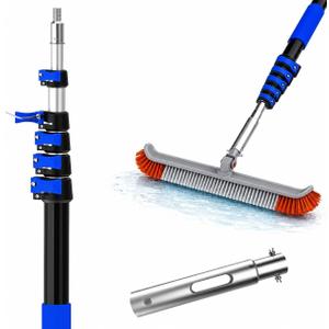 Pool Brush 18" with 3-12FT Aluminum Telescopic Pole,
