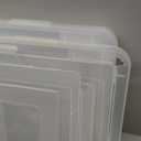 IRIS USA File Box, Plastic File Organizer with Lids for Letter/Legal File, Portable Document Box For Moving, Storage Bin with Durable and Secure Lid, Stackable Nestable BPA-Free, Black 35 Qt. 4 Pack