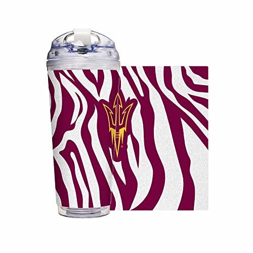 Rico Industries NCAA Arizona State Sun Devils - ASU Glitter 24oz Acrylic Glitter Tumbler with Hinged Lid