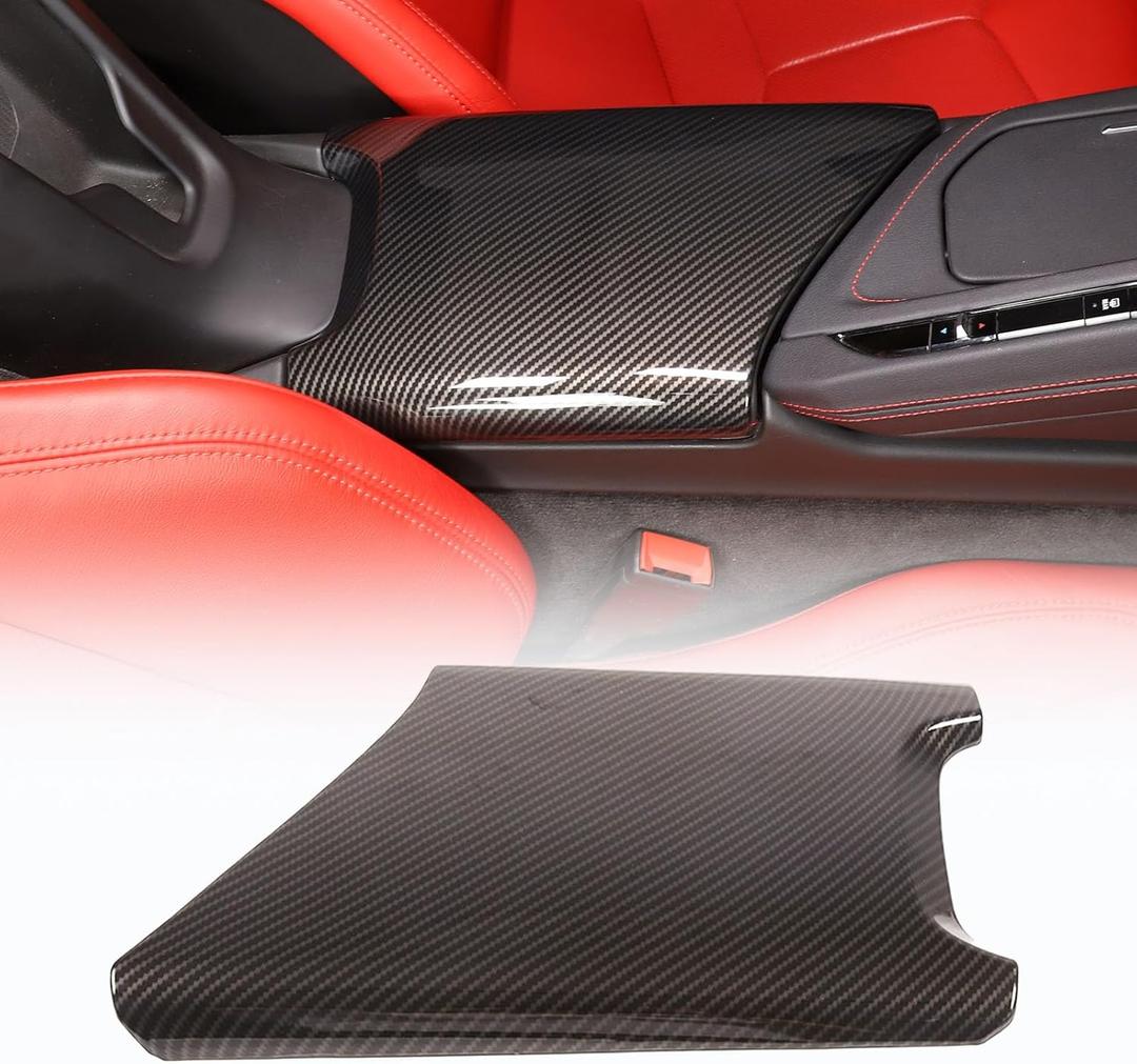 CHEAYAR Car Interior Center Armrest Box Cover Console Box Protect Cover Compatible with Chevrolet Corvette C8 2020-2023, ABS Carbon Fiber Pattern C8 Accessories (Carbon Fiber Pattern)