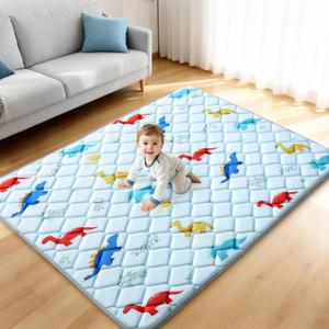 omzer Baby Play Mat for Floor: 65" x 50" Playpen Mat - Thicker & Large Soft Cushioning Padding Foam Playmats for Babies and Toddlers - Machine Washable Non-Slip Baby Crawling Mat, Dinosaur Designs