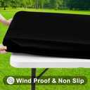 Smiry 3 Pack Rectangle Table Cloth, Elastic Fitted Flannel Backed Vinyl Tablecloths for 6ft Folding Tables, Waterproof Wipeable Table Covers for Indoor, Outdoor, Camping and Picnic (Black, 30"x72")